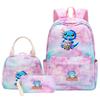 3Pcs Axolotl Backpack for Girls Teen, School Bag with Lunch Box & Pencil Case, Kids Student Daypack, Mochila Back To School Gift
