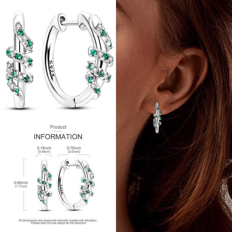 Boucles d'Oreilles Créoles en Argent 925 Zircon Coloré Boucles d'Oreilles Créoles Pavées Pour Femmes Filles Bijoux Cadeau