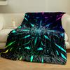 Intricate symmetrical swirls with multicolor gradients on a black base. for all seasons blanket lunch break throw gift