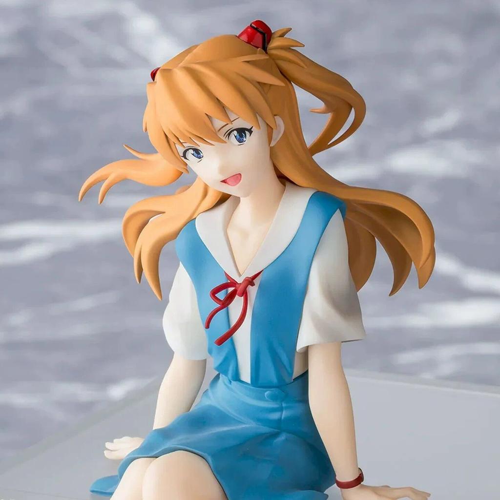 Anime EVA Asuka Langley Soryu Schuluniform Sitzende Haltung Kawaii Figur PVC Modell Puppe Ornament Geschenke