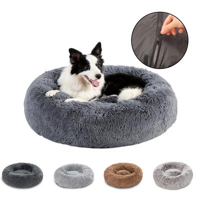 Abnehmbares rundes Haustierbett, Hundebett, Sofa, waschbar, abnehmbare Hundehütte, langes, luxuriöses Plüschbett für den Außenbereich, großes Haustier, Katzen- und Hundebett, warme Matte, Sofa