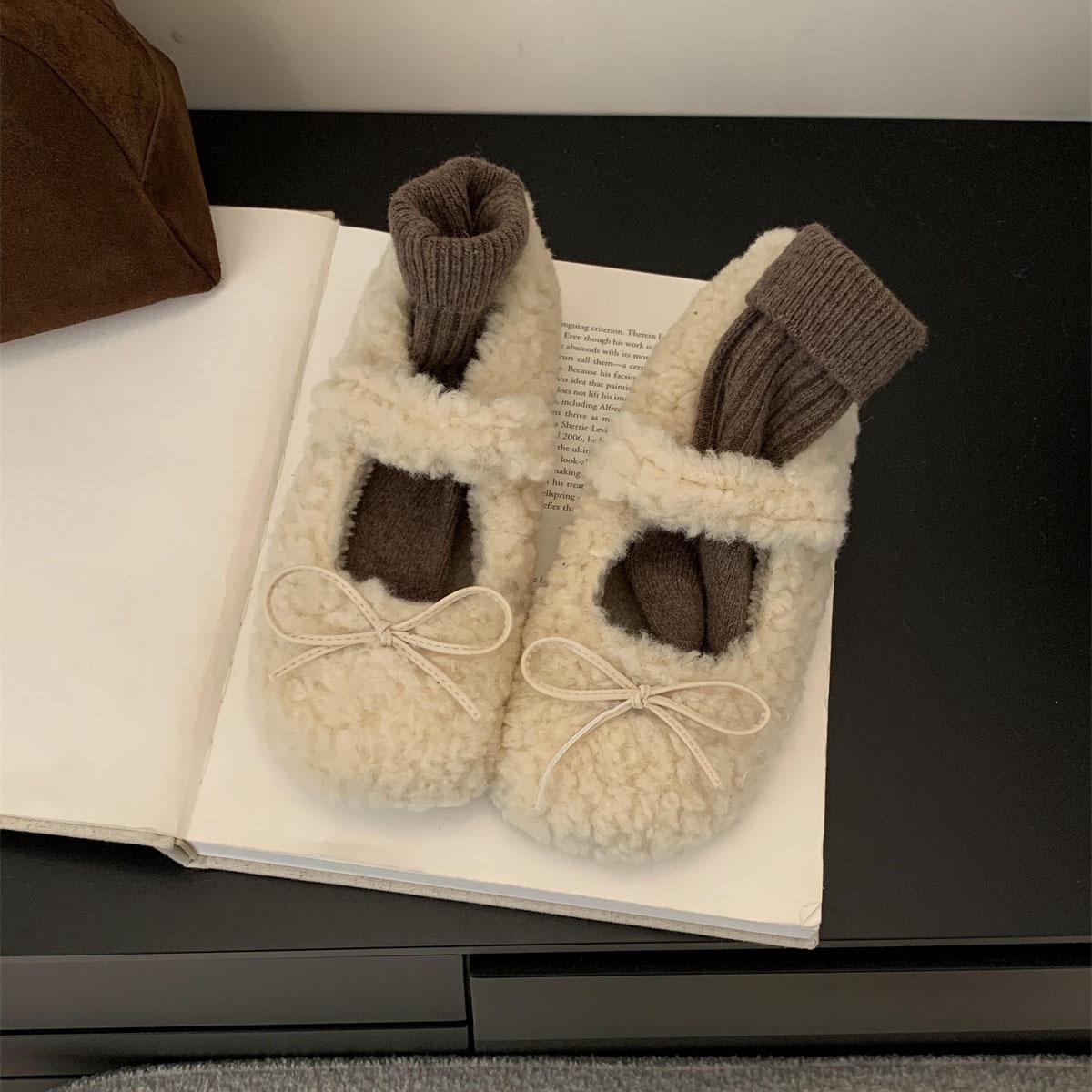 

Шерстяные туфли женские зимние новые нежные сказочные ветры теплые хлопковые туфли балетки повседневные туфли Мэри Джейн на плоской подошве 39