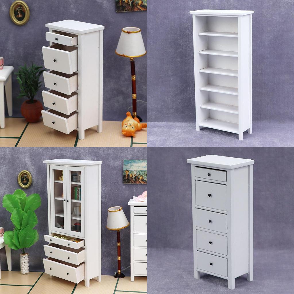 Modern Minimalist White Dollhouse Miniature Furniture Model Storage Cabinet