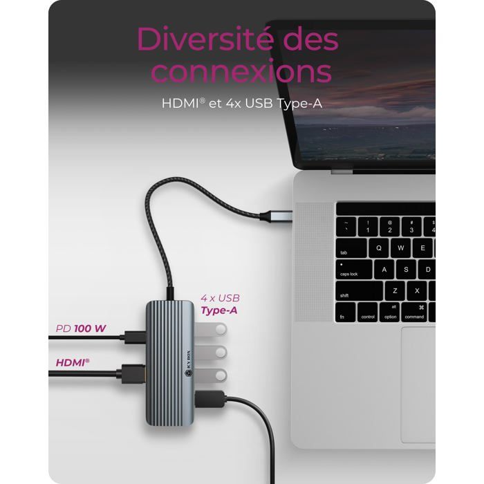 Station d'accueil USB-C - ICY BOX - IB-DK4022a-CPD - HDMI 4K 60Hz - Power Delivery 100W - Aluminium
