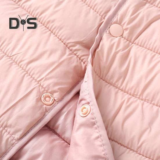 Damen Wintermantel aus Baumwolle mit Rundhalsausschnitt, dünn, kurz, Übergröße, gepolstert, kurz, winddicht, einreihig, Innenweste