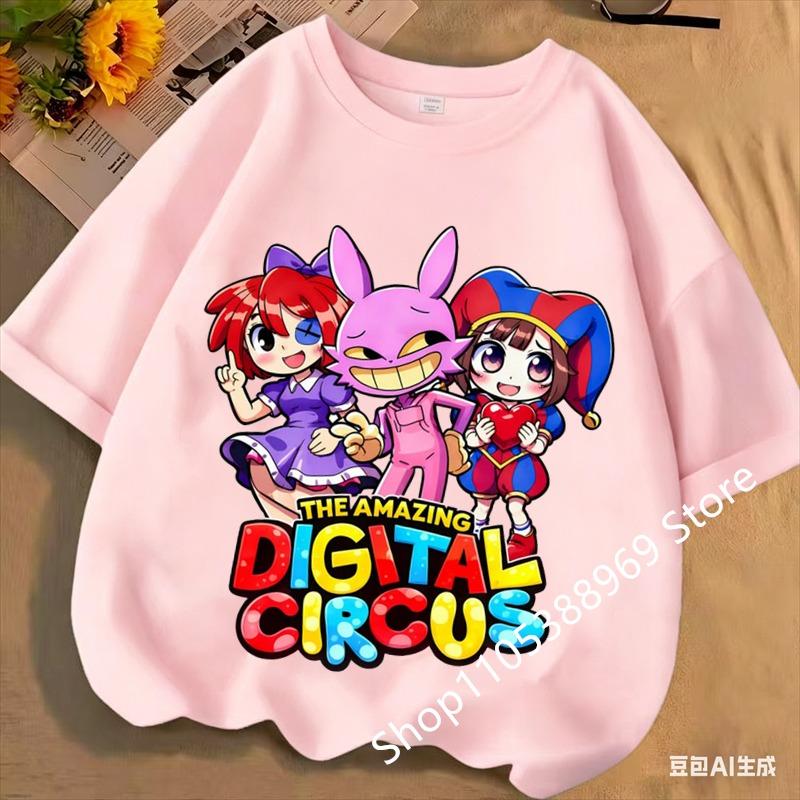 2026 Cute Pomni T-Shirts Children The Amazing Digital Circus Short Sleeve Casual Fashion Printed Boys Girls Tops Spring Summer