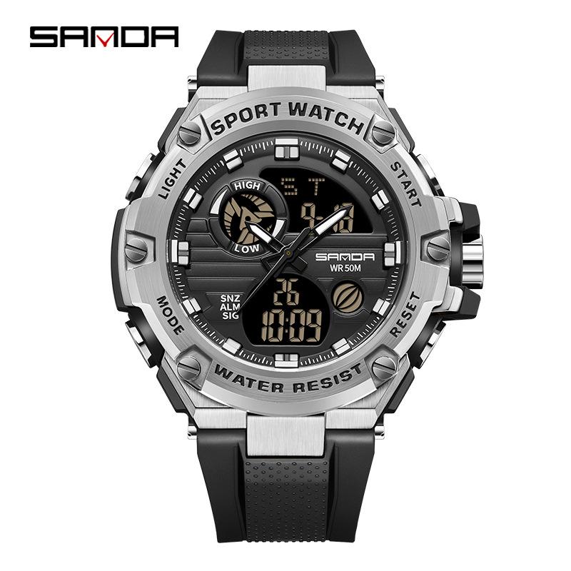 Sanda Trendy Dual Display Men s Waterproof Sport Watch with Alarm and Timer