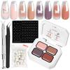New Nail Art Stamp Gel Kit No-Wipe 4-Color Gradient Soak-Off Nail Polish Transparent Glass Gel Solid