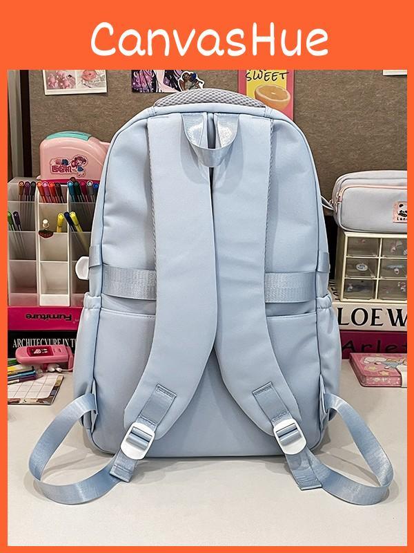 Kids Girls Boys Nylon School Bag With Canvas Material And Multiple Compartments
