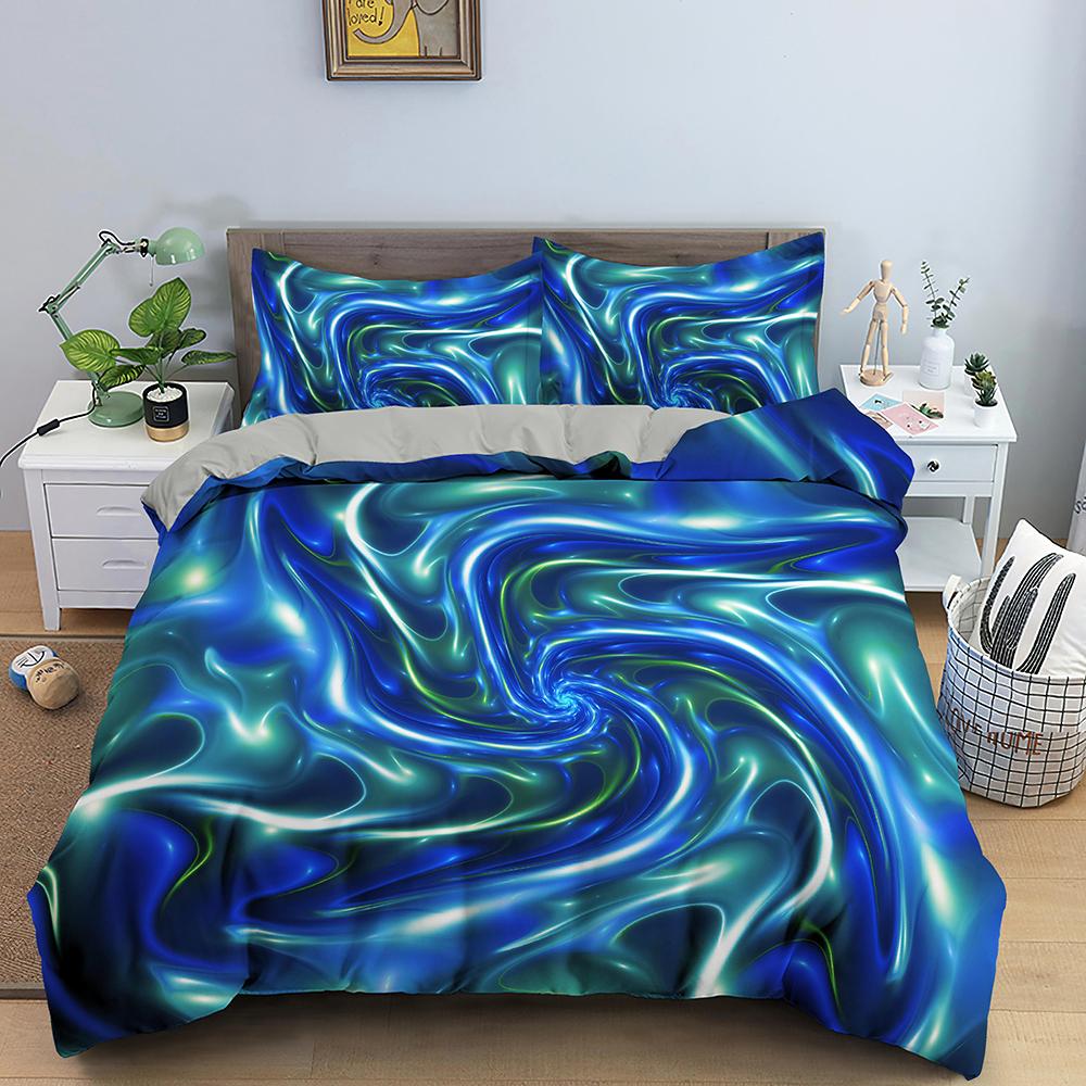 Abstract Duvet Cover Set King Microfiber Blue Psychedelic Bedding Set 2/3 Pcs Queen Size Warped Space Theme Twin Comforter Cover