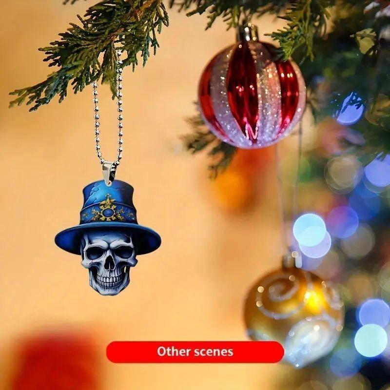 Flat Acrylic Vintage Surface Skull Car Pendant For Halloween Decor Vehicle