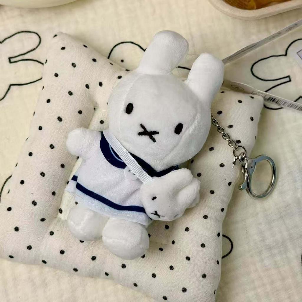 New Cute Miffy Rabbit Navy Collar Fisherman Miffy Boris Bear Standing Plush Doll Pendant Keychain
