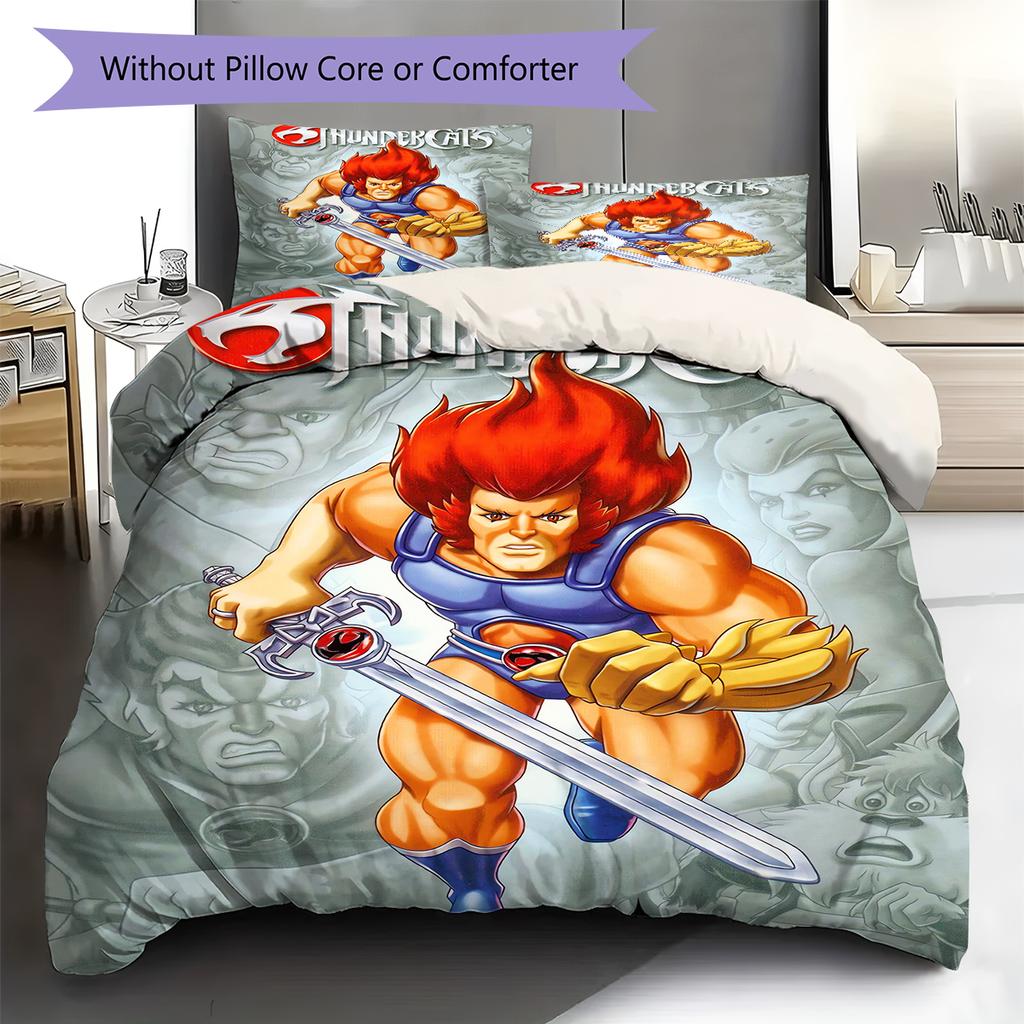 Thundercats Vzor Povlečení Sada Prošívaných Dek Quilt Cover Povlak na Polštář Domácí Dekorace Dárek (1 * povlak na peřinu + 2 * povlak na polštář, bez jádra)