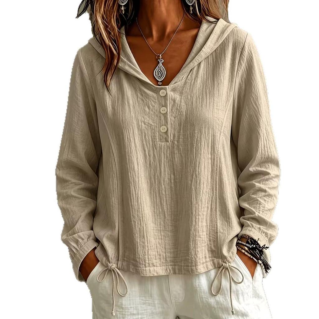 2026 Spring/Autumn Casual Hooded Sweatshirt: Flaw-Covering, Slimming, Versatile Long Sleeve Top