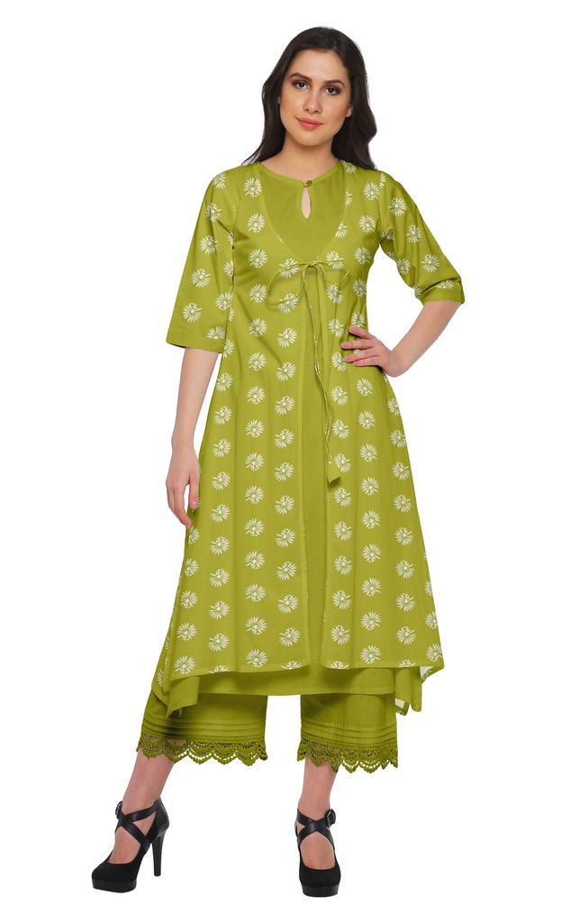Moomaya Indian Palazzo Kurta Jacket Set For Women Partywear Chanderi Ethnic
