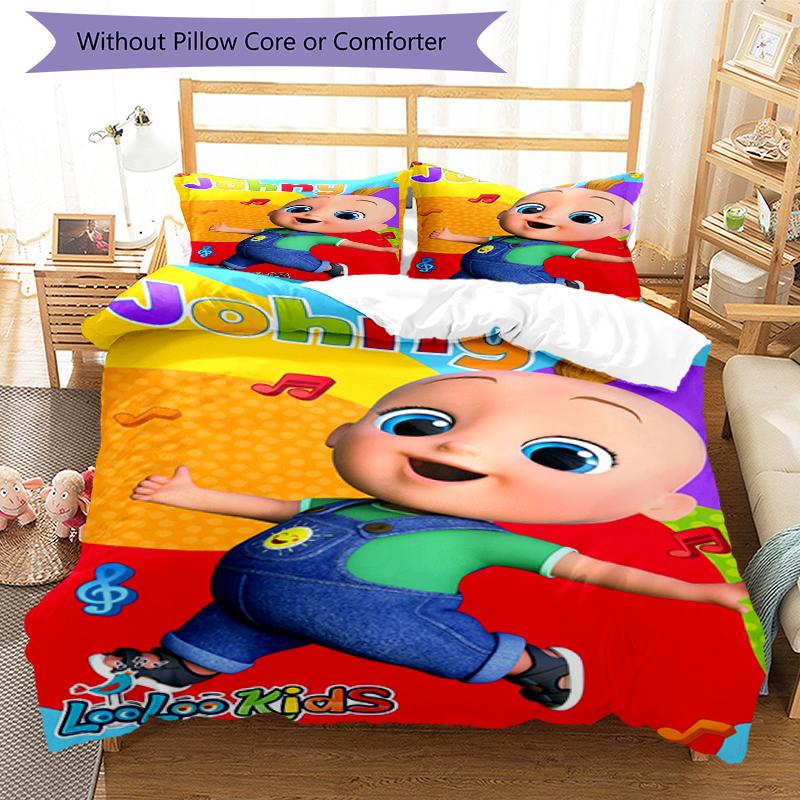 3pcs CoComelon Bedding Set Duvet Cover Closure Includes 1 Duvet Cover & 2 Pillowcases, Soft and Comfortable for All Seasons.