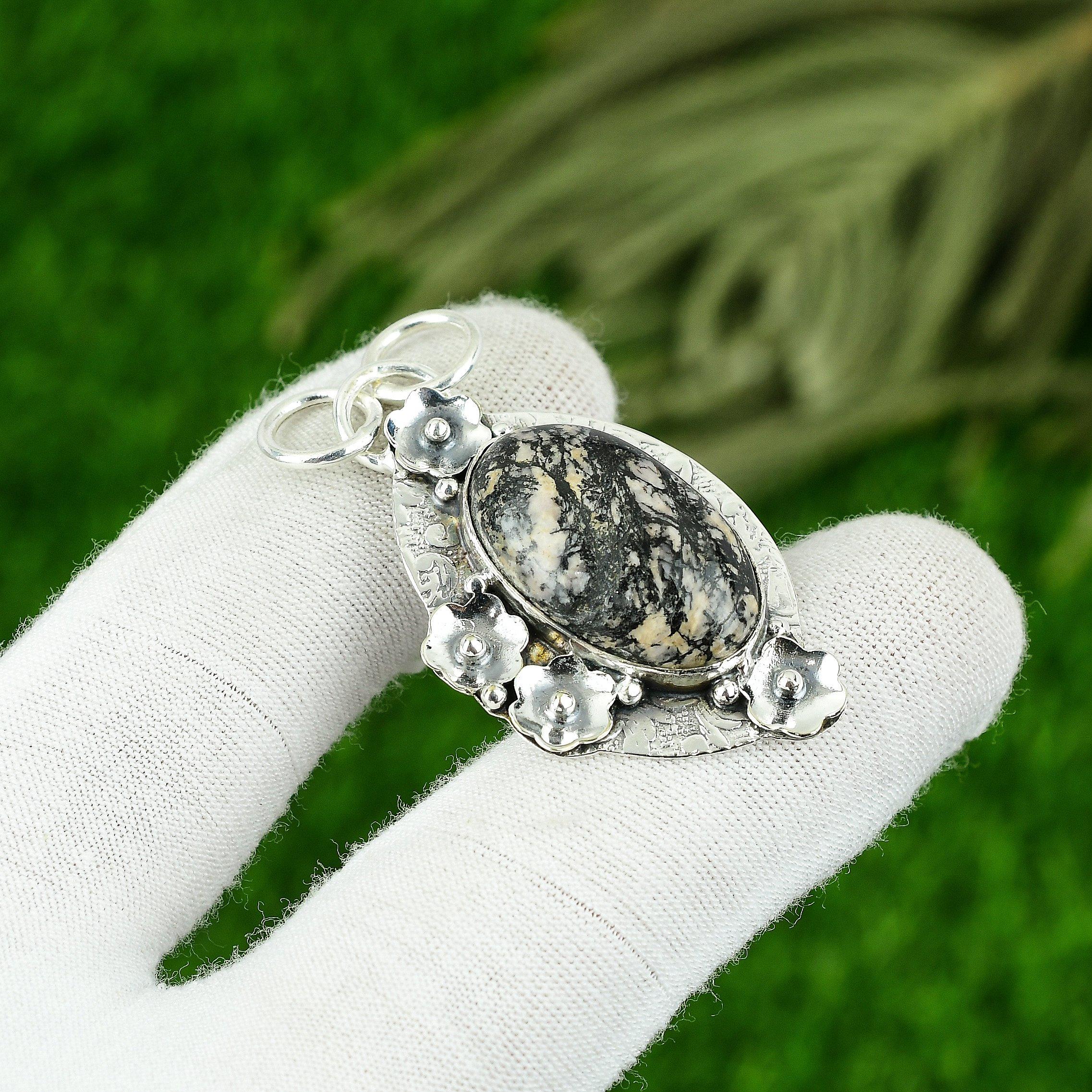 

Натуральный камень родонит индийские украшения кулон из стерлингового серебра 925 пробы для женщин