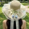 Sweet Flower Lace Streamer Straw Hat Women's Summer New Vacation Beach Hat Sun Hat