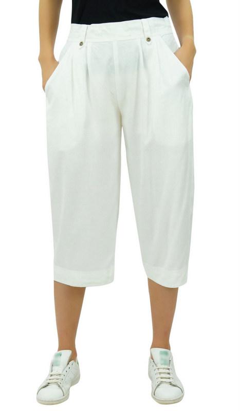 Bimba Women's Rayon Capri Culottes with Back Elastic Casual Summer Pants With Pockets Black -