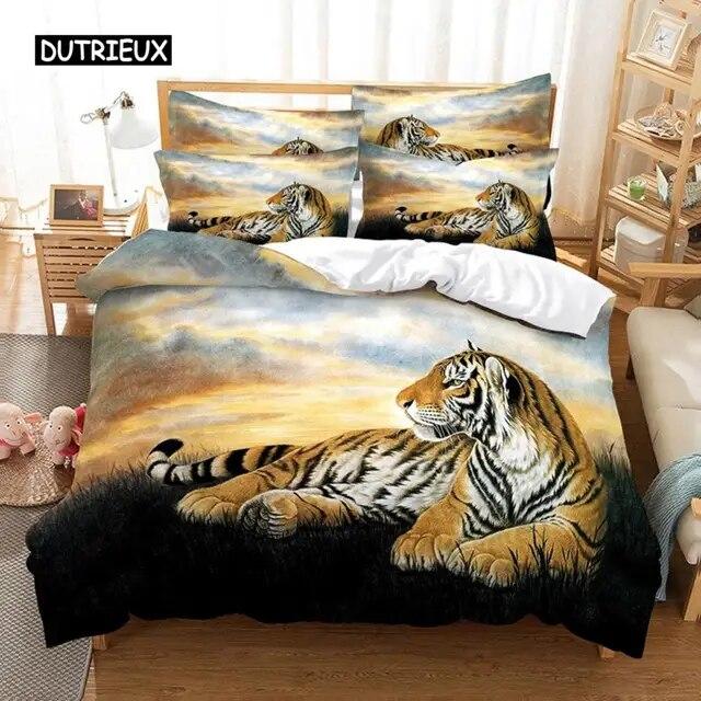 Running Tiger Bedding Set Duvet Cover Set 3d Three Piece Set Bedding Digital Printing Bed Linen Queen Size Bedding Set Fashion Design