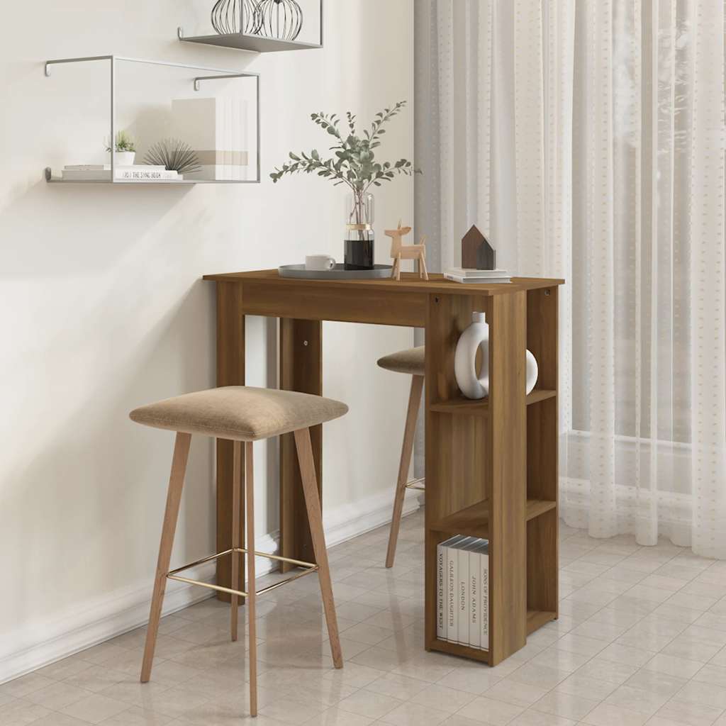 Vidaxl Tavolo da Bar con Mensole, Rovere Marrone, 102X50X103,5 Cm