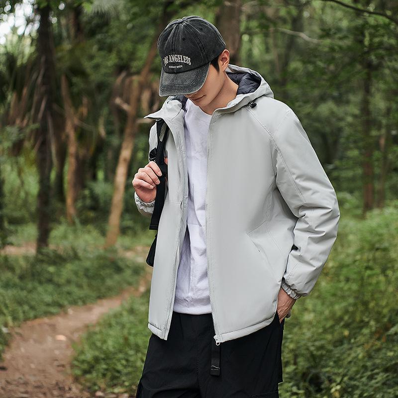 Unisex Fleece-Lined Windbreaker: Thickened, Solid Color Jacket for Couples - Winter Outdoor Warmth