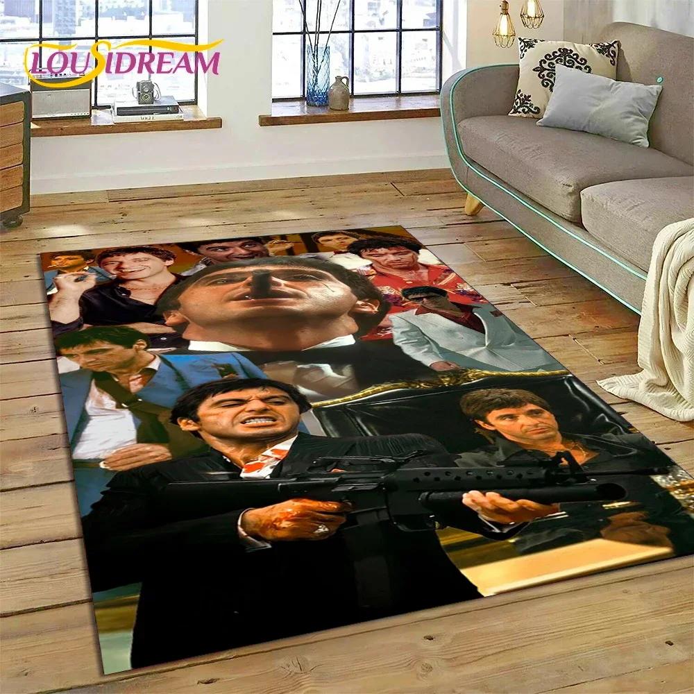 Tappeto Tappeto Movie 3D Printing Scarface Tony per Camera da Letto Soggiorno Casa Decorazione Divano, Tappetino Gioco Bambini Grande Decorazione Pavimento Regalo