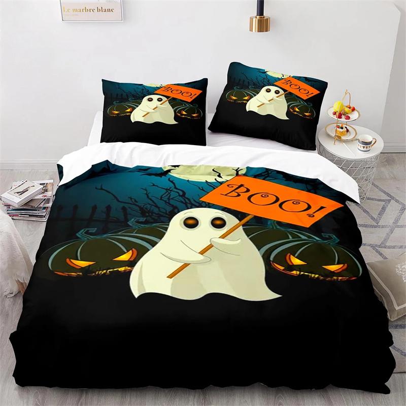 Halloween Boo Duvet Cover Cartoon Eyes for Kids Teens Adults Gift Little Monster Ghost Polyester Quilt Cover Bedroom Decoration