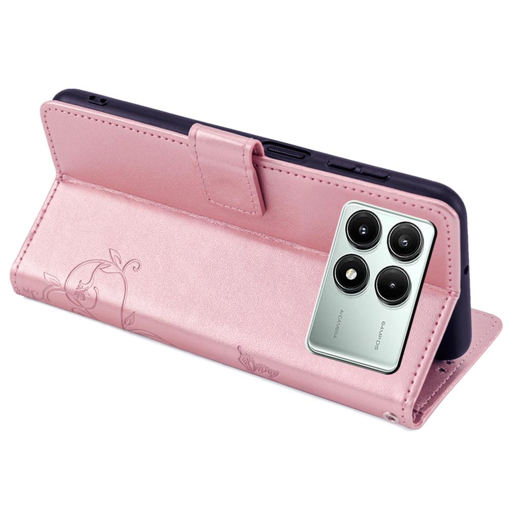 For Xiaomi Redmi K70E 5G/Poco X6 Pro 5G Case Butterfly Flower PU Leather Handbag Phone Cover