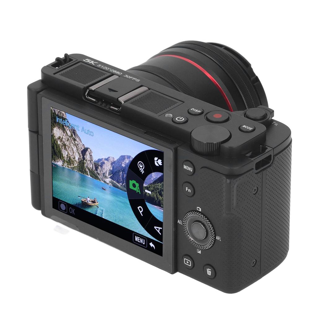 5K Digital Camera 64MP Wireless 12X Optical Zoom Autofocus WDR Stabilization Vlogging Camera with 3.2 Inch Flip