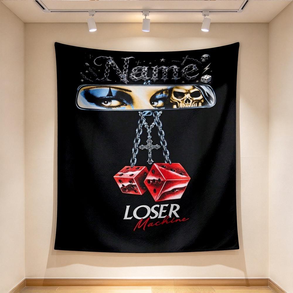 Custom Name Dice Tapestry Wall Hanging for Bedroom, Living Room & Dorm Decor, Modern Home Wall Art