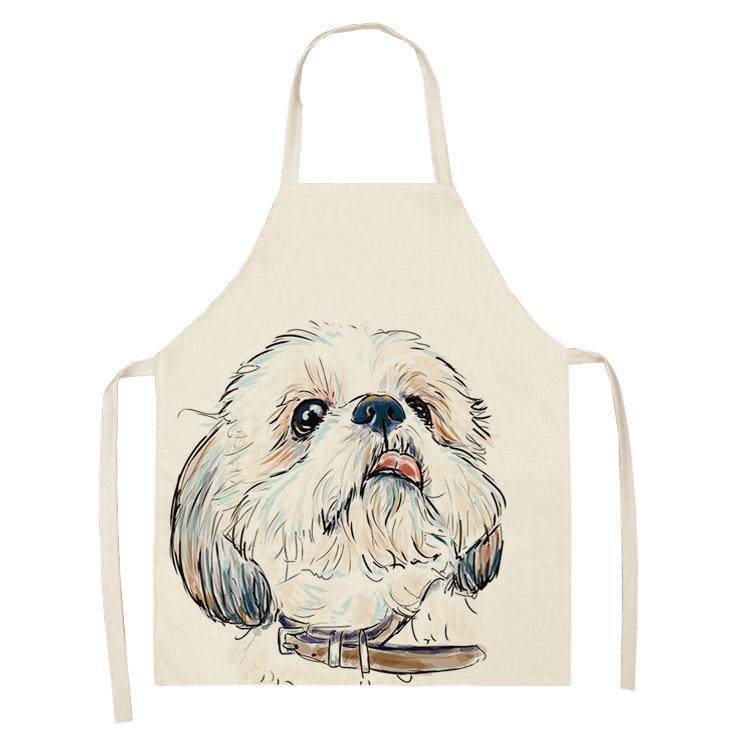 Hot Sale Cartoon Anime Pet Dog Dog Sleeveless Apron Drawing Graffiti Kitchen Anti-fouling Creative Linen Apron