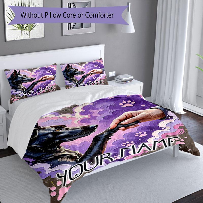 3PC Custom Name "Handshake Across Dimensions" Bedding Set Duvet Cover Closure Includes 1 Duvet Cover & 2 Pillowcases for Bedroom