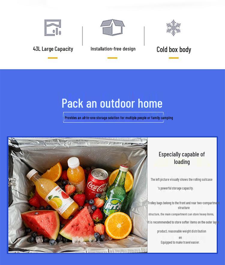 42L faltbare isolierte Trolley-Tasche für Outdoor-Reisen und Picknicks