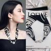 Luxury Design Magnetic Button Summer Silk Scarf Women Magnetic Pearl Necklace Scarves High End Matching Shirt Scarf Lady