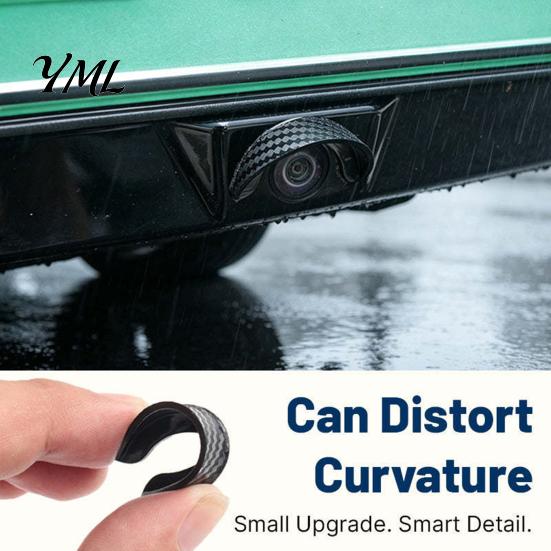 Car Backup Camera Cover Waterproof Rearview Rain Shield, Flexible PVC Lens Protector Automotive Protection with Adhesive Mount, Black Curved