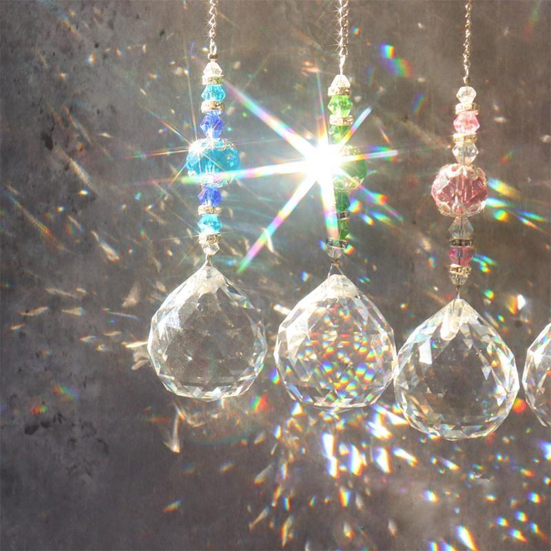 1 Pcs Crystal Chandelier Home Decor Stained Glass Ball Hanging Pendant Light Catcher Reflective Bead Curtain Decoration
