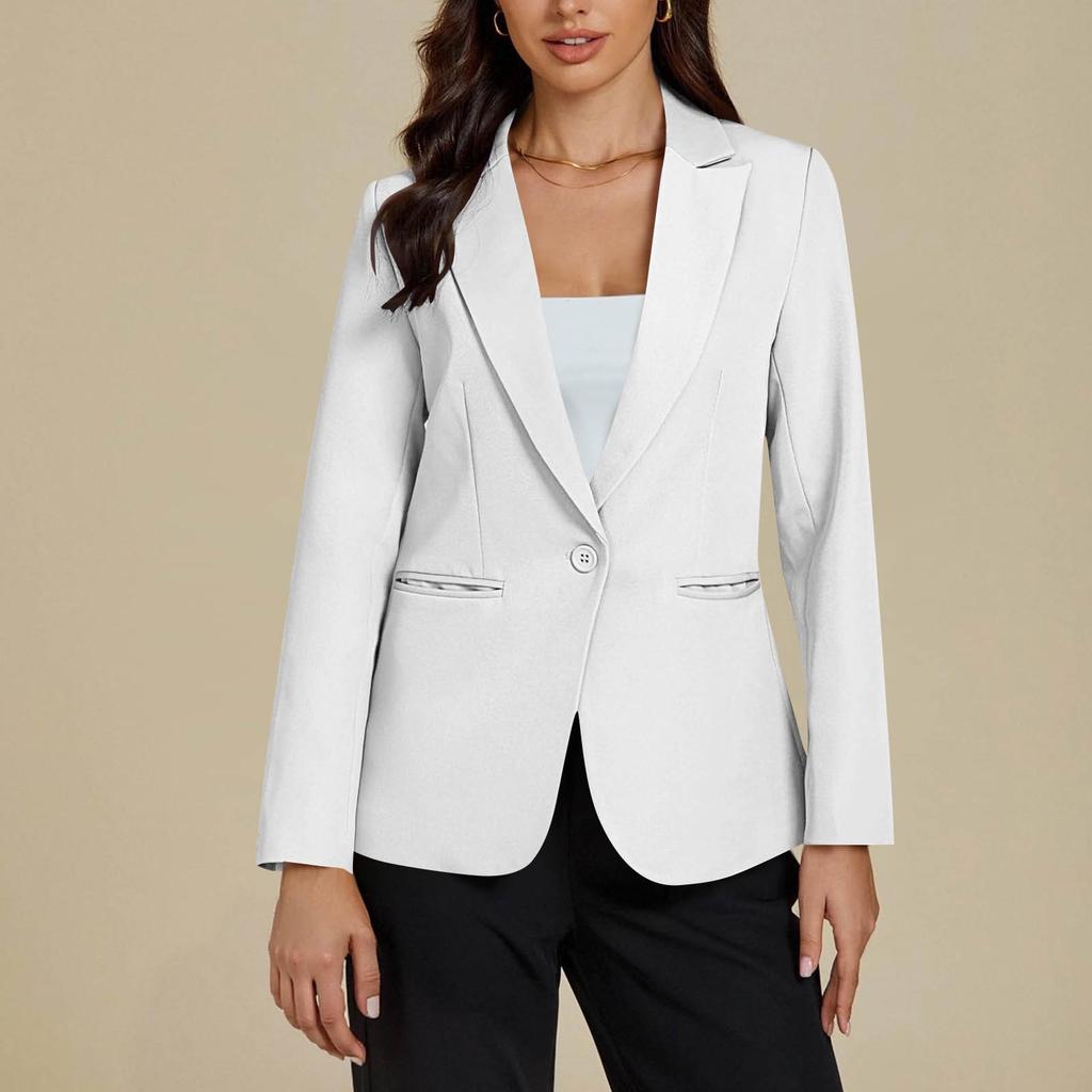 Ladies' Fashionable Casual Long Sleeved Solid Color Suit Jacket