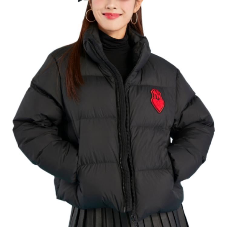 MLB Embroidered Heart Long Sleeve Puffer Jacket Unisex outerwear Black 3FDJH0126-50BKS