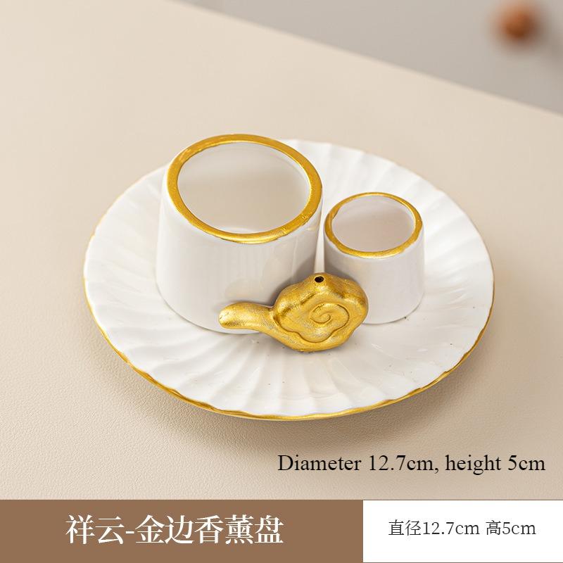 Ceramic Incense Burner Candle Holder Aromatherapy Candlestick Holder Sage Tray Holy Wood Burning Stand Incense Ash Collector