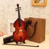 Wooden Miniature Electric Guitar Bass w/ Stand & Case Mini Musical Instrument Miniature Dollhouse Model Birthday Present
