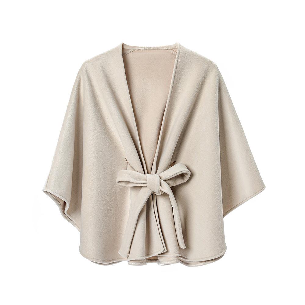 Women Double‑Faced Felt Cape Shawl With