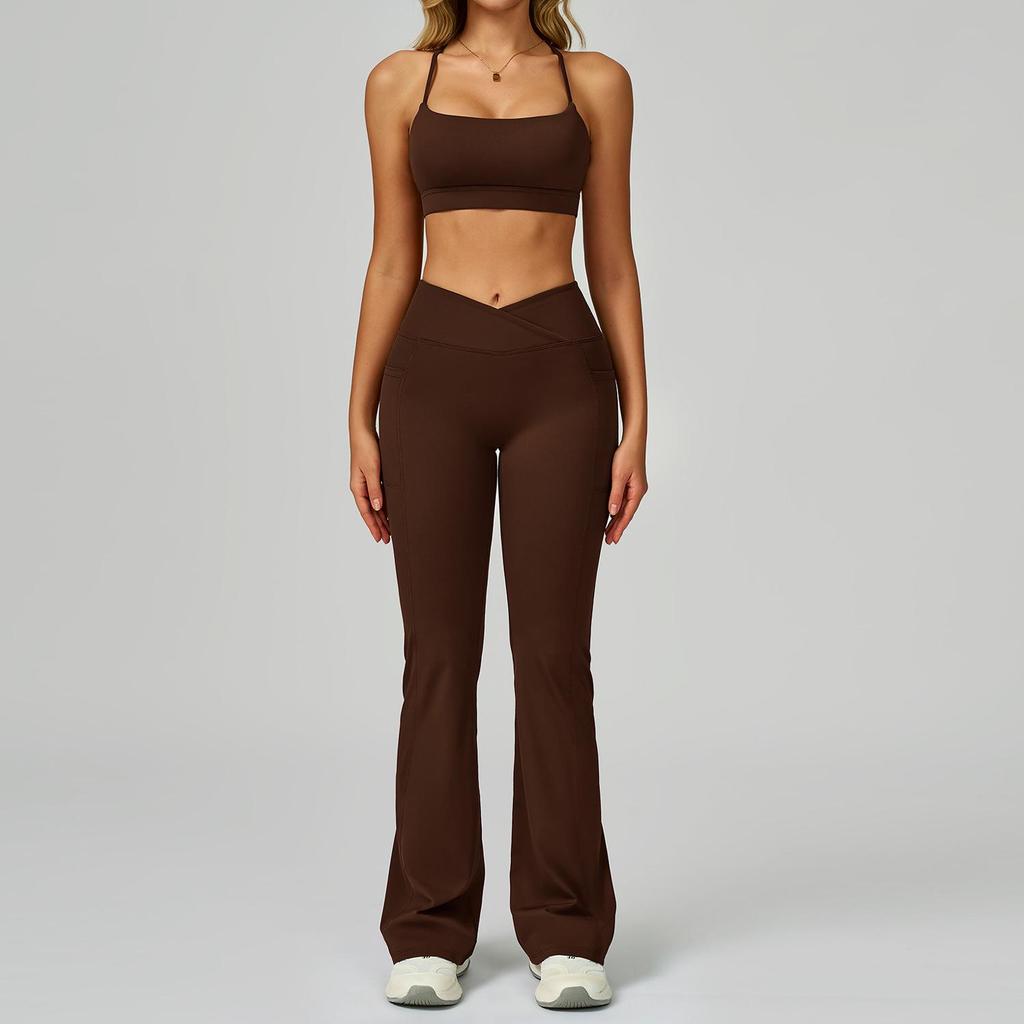 Women's Nude Feeling Yoga Set: High-Waist, Hollow-Back, Tummy Wrap, Tight-Fit for Running and Fitness