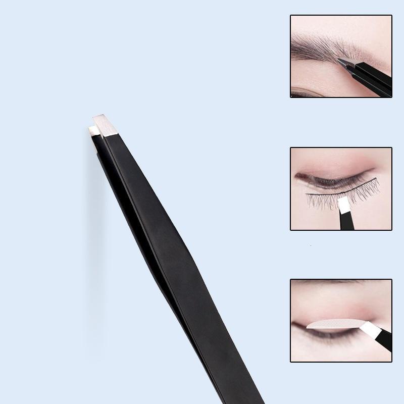 1PC Eyebrow Trimming Tool Stainless Steel Black Holster Tweezers Beard Puller Eyebrow Clip Set