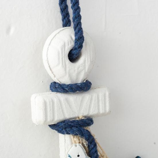 Nautical Wooden Ornament with Rope Beach Ocean Theme Wall Art Rustic Coastal Door Hanging Ornament for Bedroom Living Room Decor