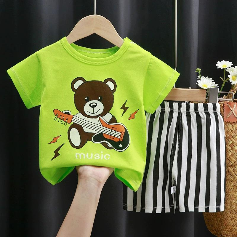 Children's Cotton T-shirt Set - Summer Boys' Casual Short-sleeved Shorts 2-piece Set