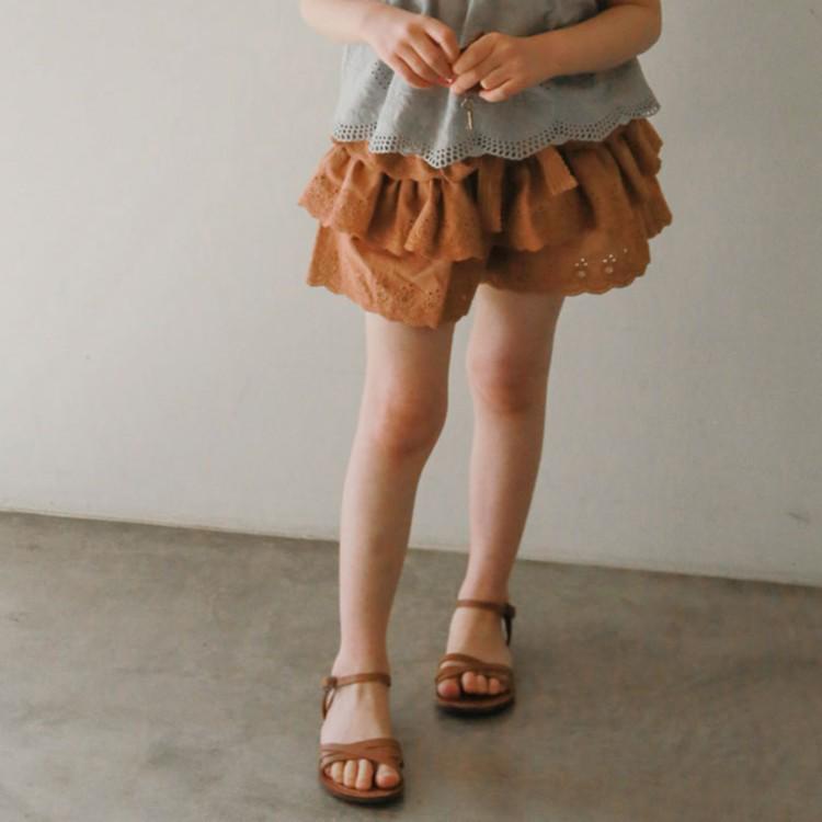 Girls' Lace Skirt Shorts - Lightweight Summer Cotton for Ages 3-10