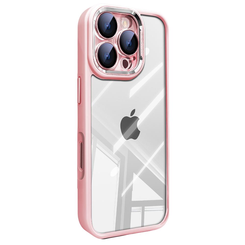 For iPhone 16 Pro Max Case PC+TPU Transparent Phone Cover with Detachable Camera Lens Film
