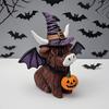 Highland Cow Resin Figurine Halloween Christmas Highland Cattle Cat Statue Animal Sculpture Holiday Party Decoration Ornament