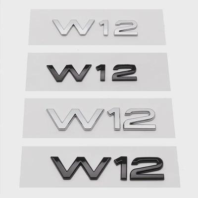 Calcomanías con emblema y letras W12 en cromo negro 3D ABS para carrocería de coche, maletero trasero, A6, A7, A8, A8L, Q7, S6, S8, RS6, RS8